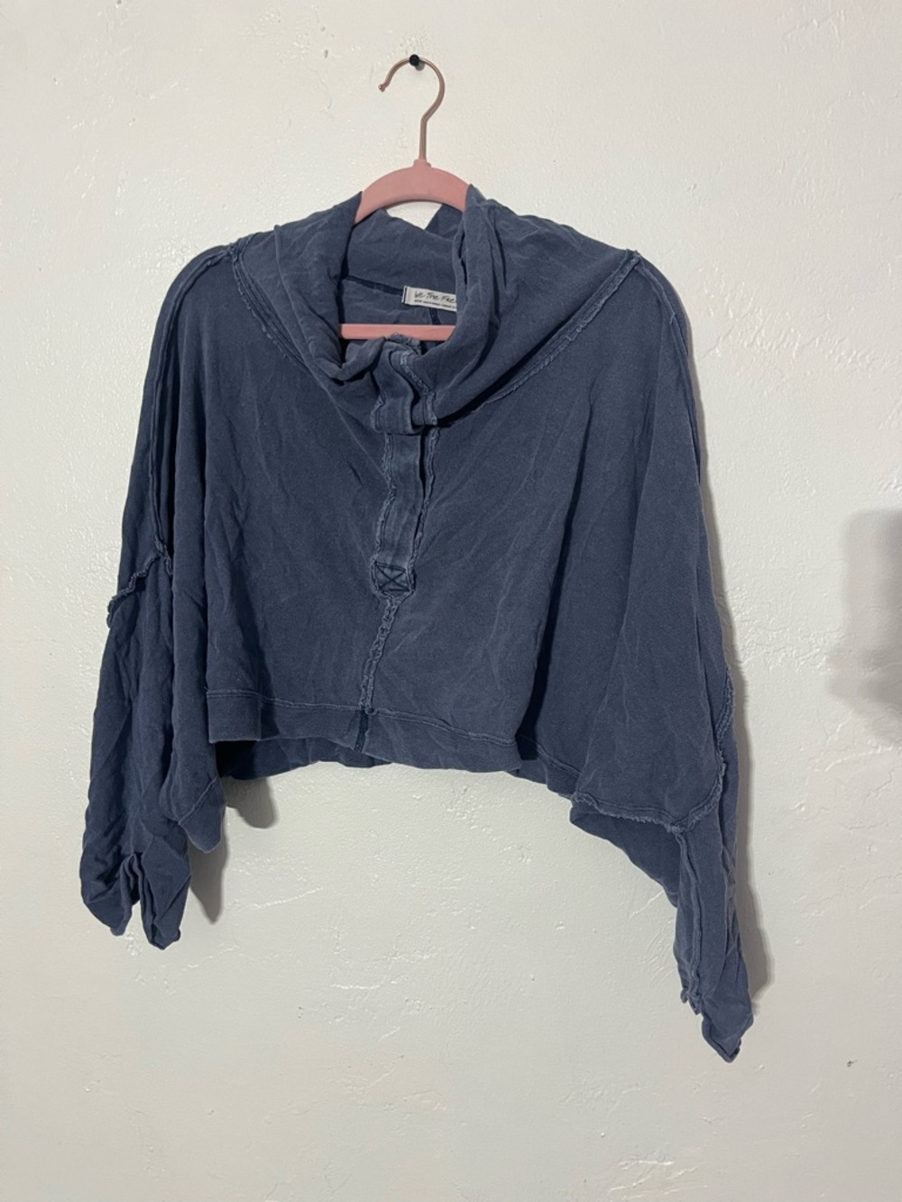 Free People We The Free Tomorrow Henley boxy cropped pullover slouchy snap up M - Picture 6 of 12